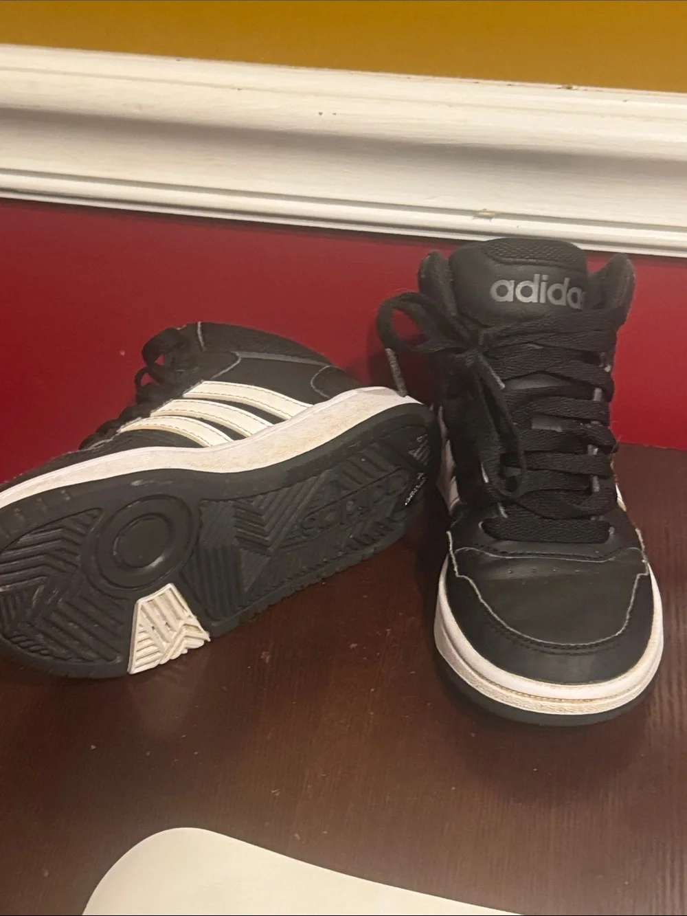 adidas 3.0 Hoops Kids Black & White Mid-Top Sneakers
